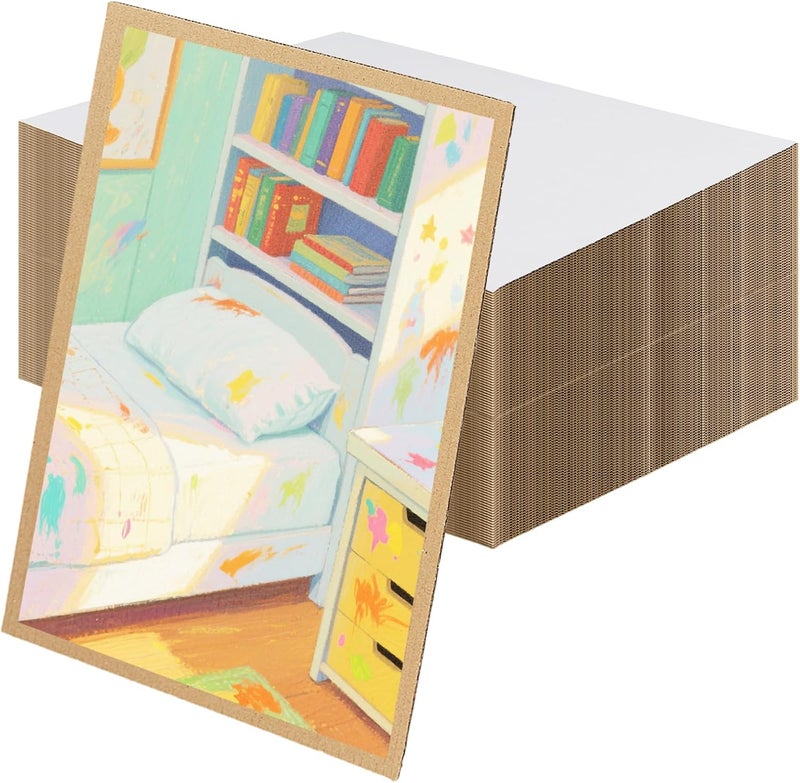 KOHAND 120 Pack White Corrugated Cardboard Sheets, 8.5 x 11 Inch White Flat Cardboard Inserts for Shipping, Packing, Crafts, Display - Image 1
